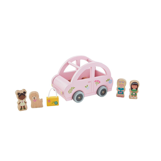 Pink Car Wooden Toy Set