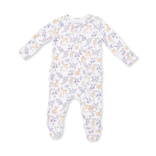 Floral Deer Ruffle Footie