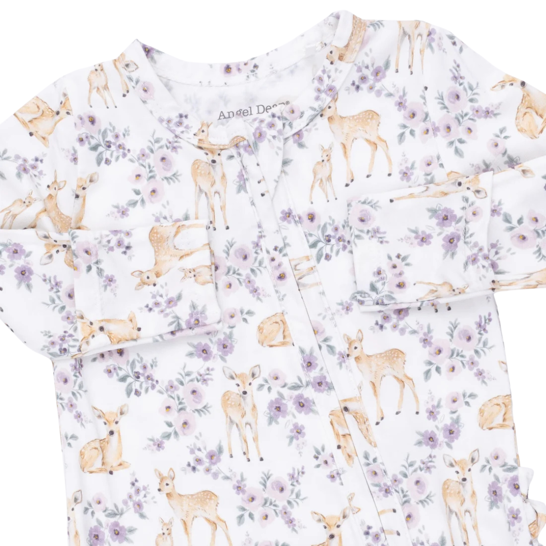 Floral Deer Ruffle Footie