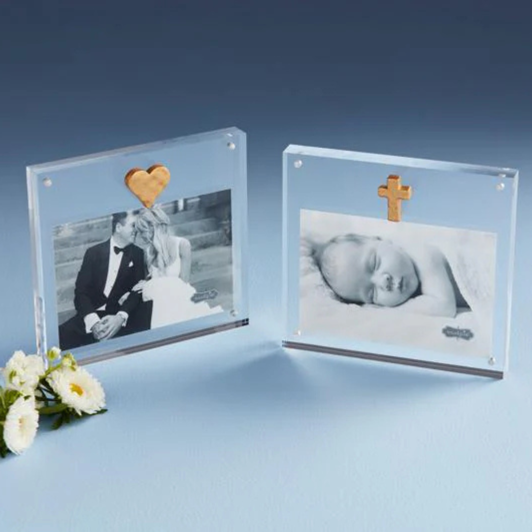 Acrylic Frame with Gold Cross