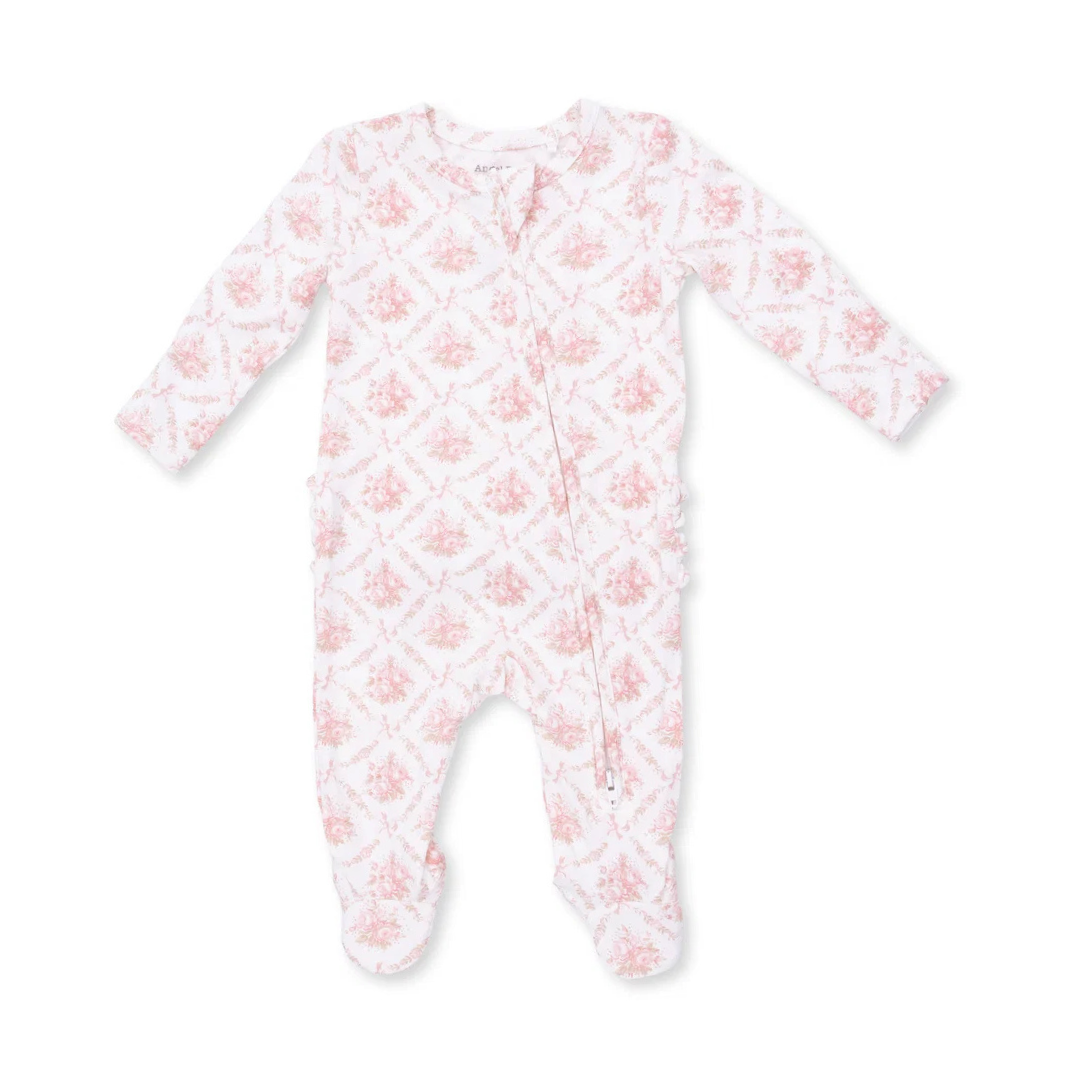 Rose Bow Lattice Ruffle Footie