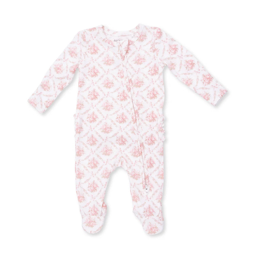Rose Bow Lattice Ruffle Footie