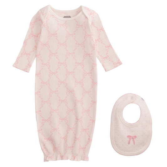 Bow Print Gown & Bib