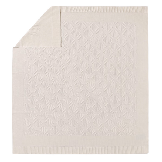 Ivory Diamond Knit Baby Blanket
