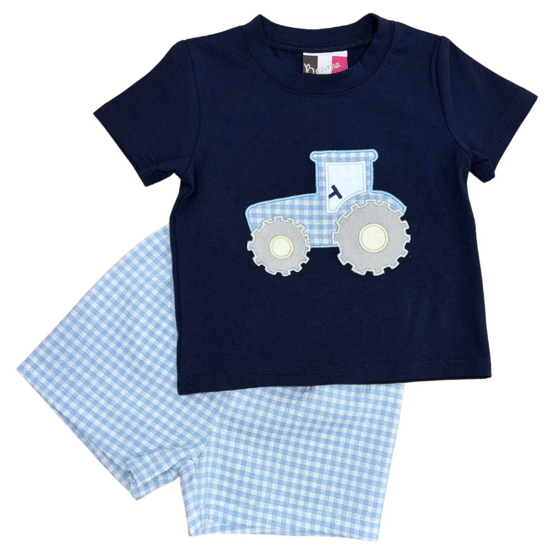 Tractor Applique Boys Short Set