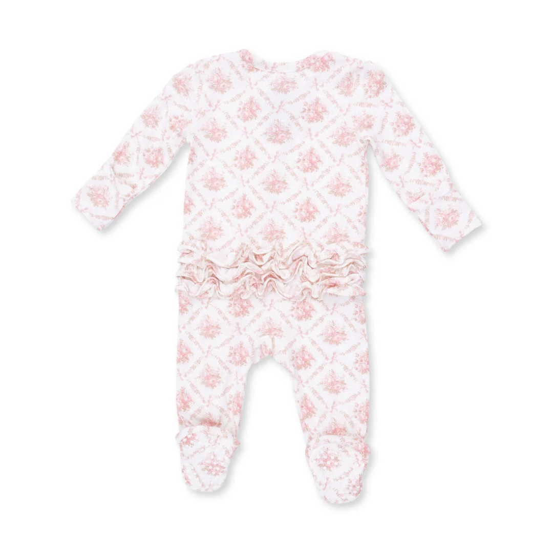 Rose Bow Lattice Ruffle Footie
