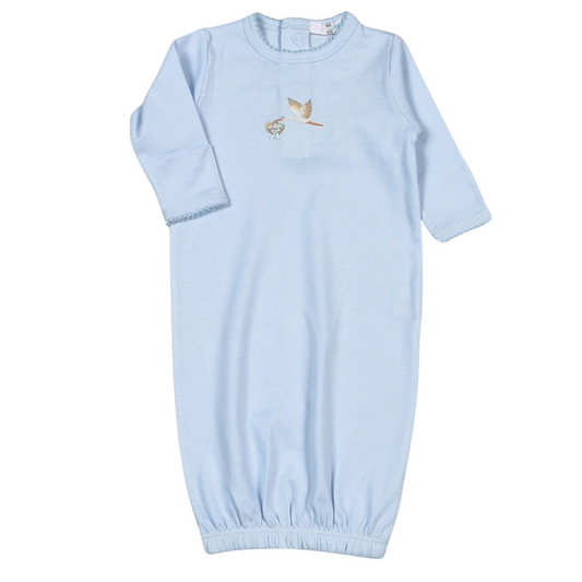 Blue Stork Welcome Baby Hand Embroidered Gown