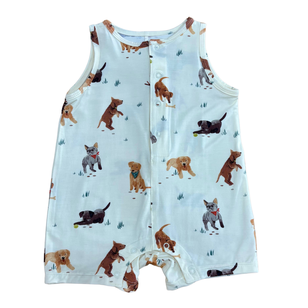 Watercolor Puppies Shortie Romper