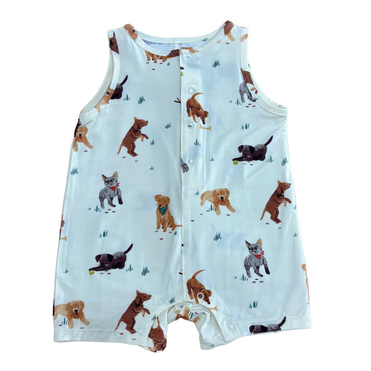 Watercolor Puppies Shortie Romper