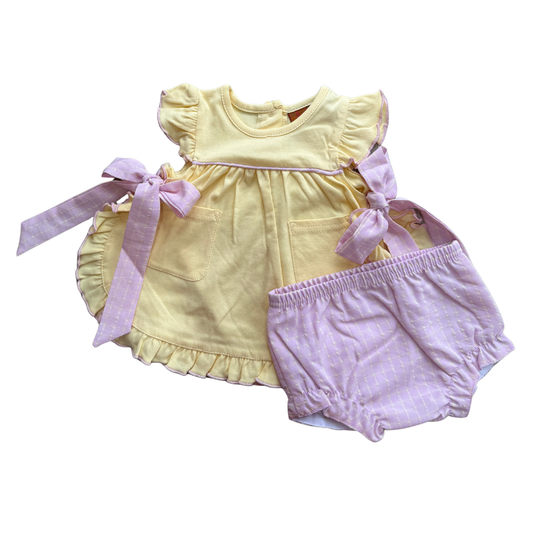 Harlow Tie Bloomer Set - Yellow & Pink