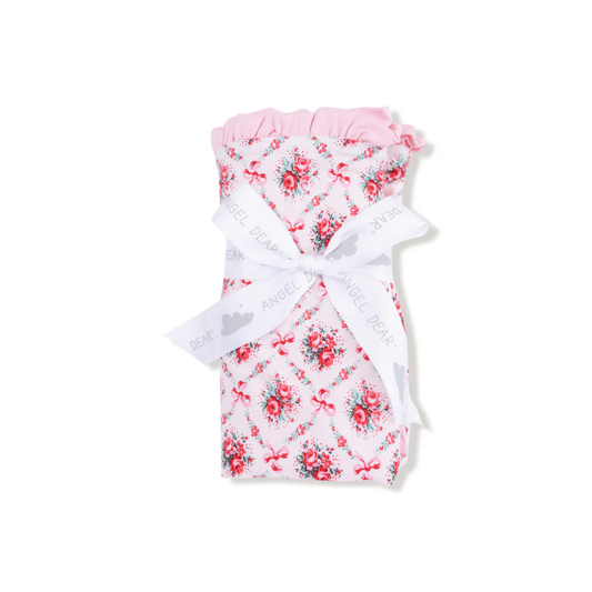 Rose Bow Lattice Ruffle Blanket