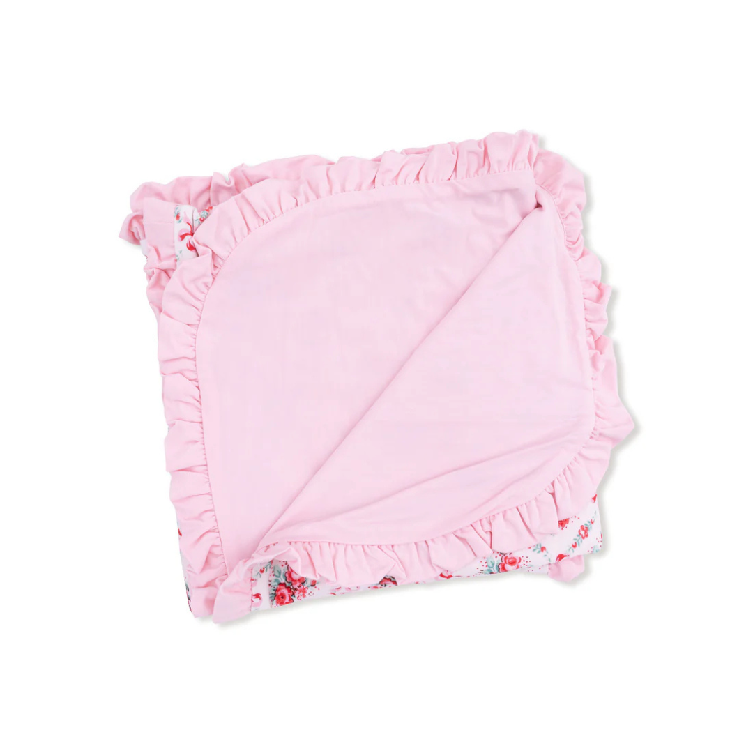 Rose Bow Lattice Ruffle Blanket