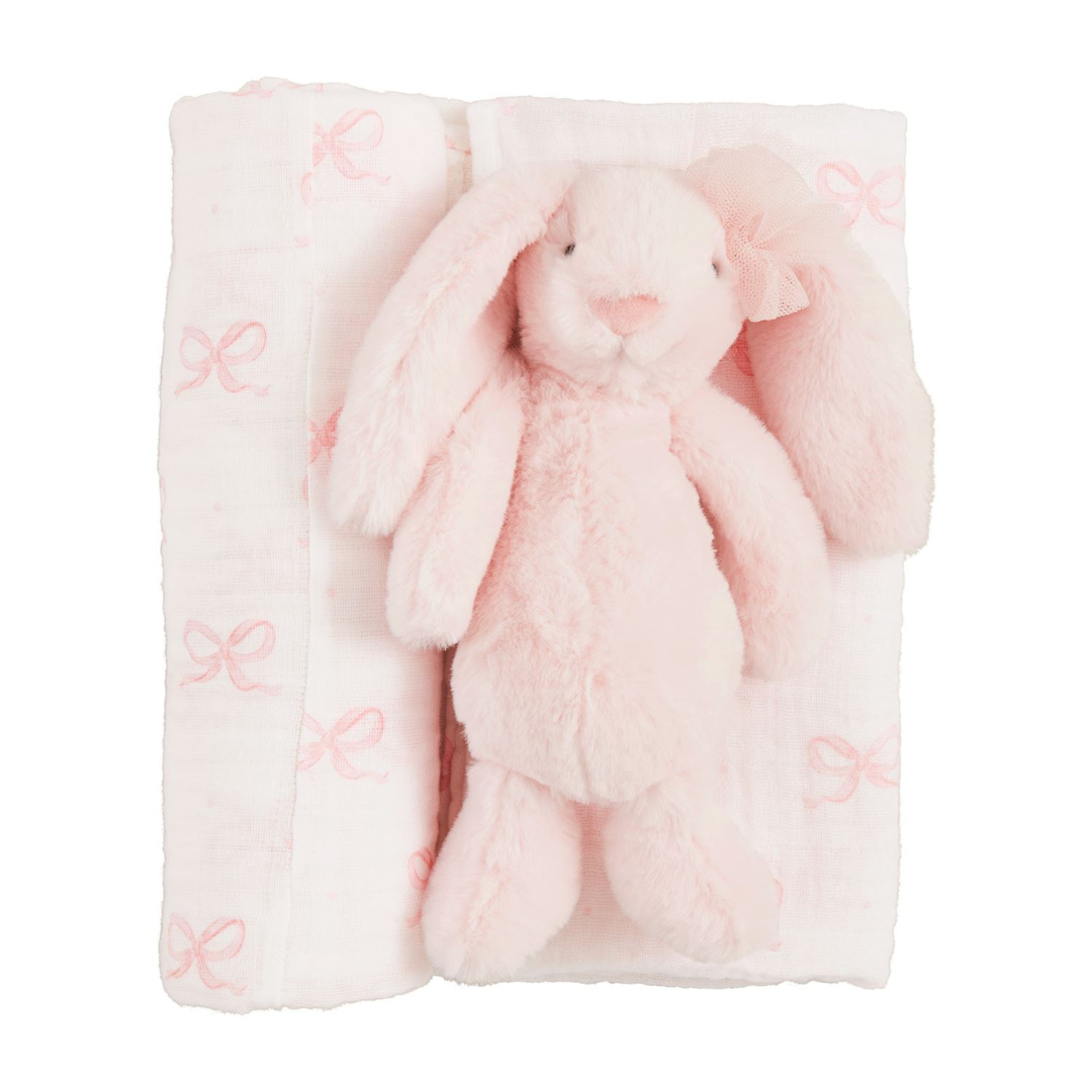 Bow Swaddle & Rattle Set