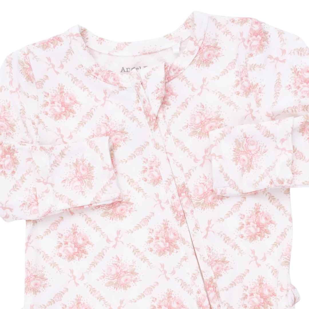 Rose Bow Lattice Ruffle Footie