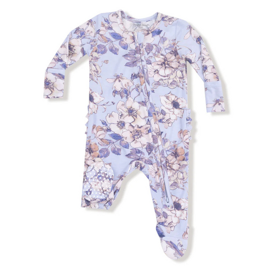 Woodrose- Peri Ruffle Footie