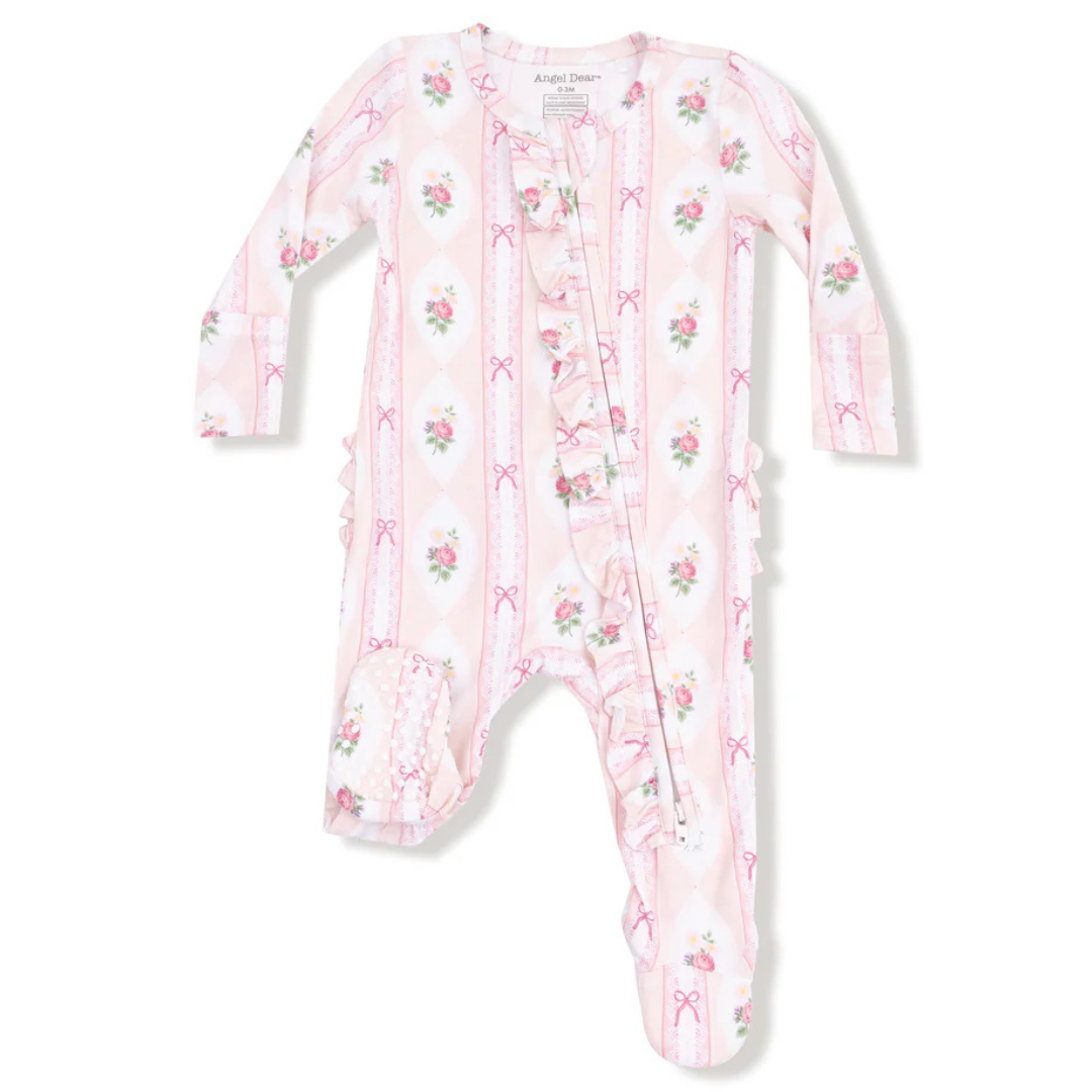 Ogee Lace Floral Ruffle Footie