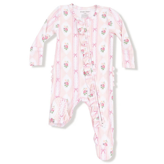 Ogee Lace Floral Ruffle Footie