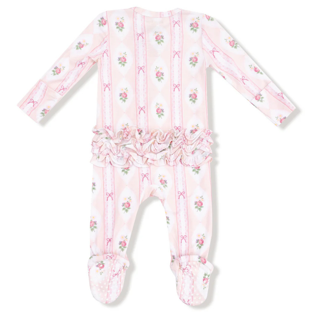 Ogee Lace Floral Ruffle Footie