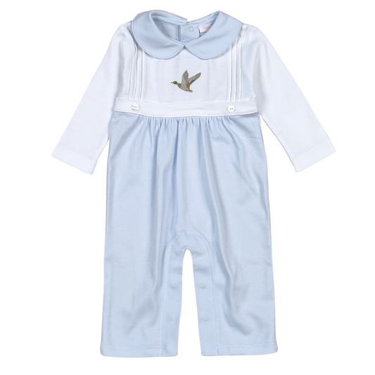Blue Mallard Ducks Hand Embroidered Romper
