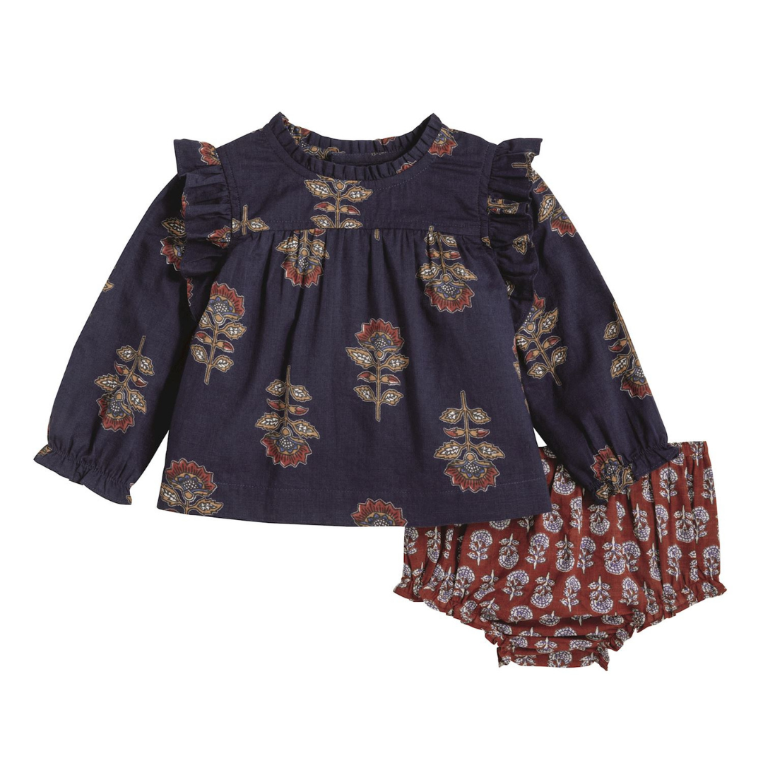 Navy Floral Pinafore Set- Mommy & Me
