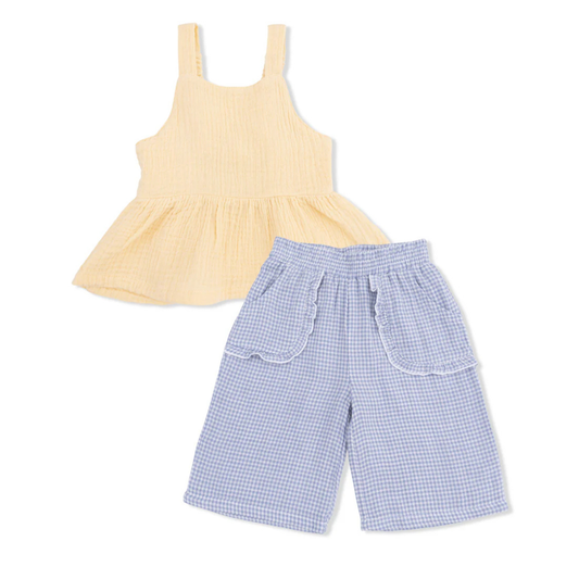 Blue Blizzard Peplum Tank with Wide Leg Pant