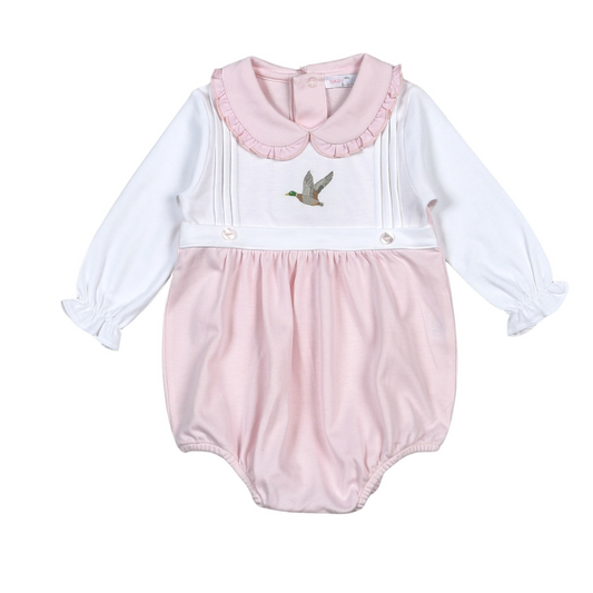 Pink Mallard Ducks Hand Embroidered Bubble