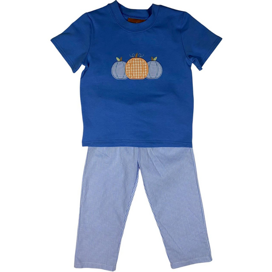 Blue Pumpkins Applique Boys Pant Set