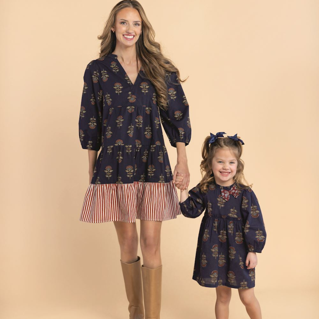 Navy Floral Bow Dress- Mommy & Me