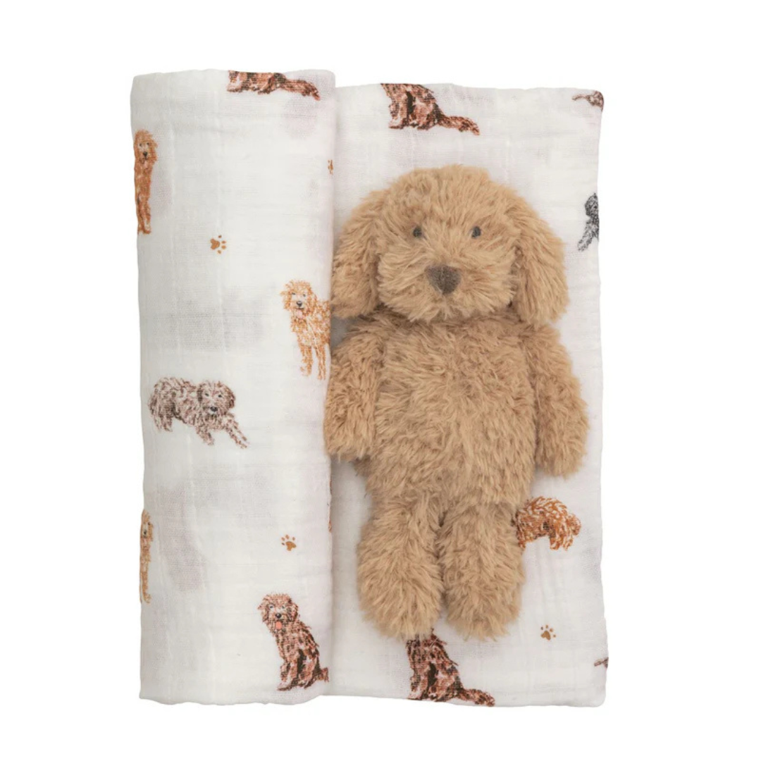 Doodle Swaddle & Rattle Set