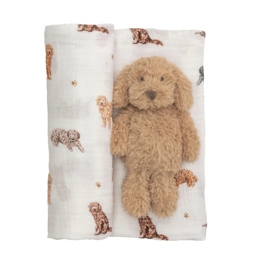 Doodle Swaddle & Rattle Set