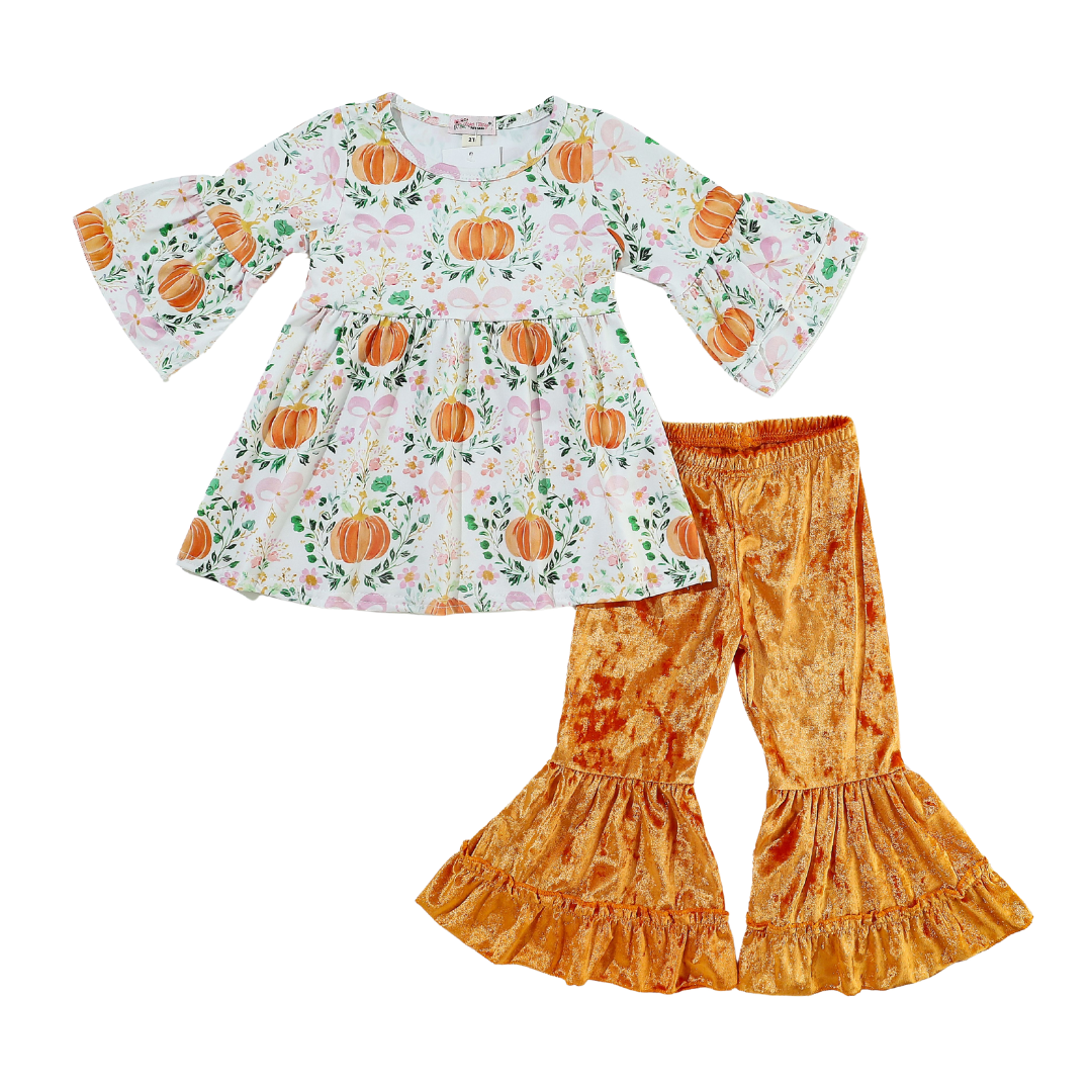 Pumpkin Patch Velvet Girls Set