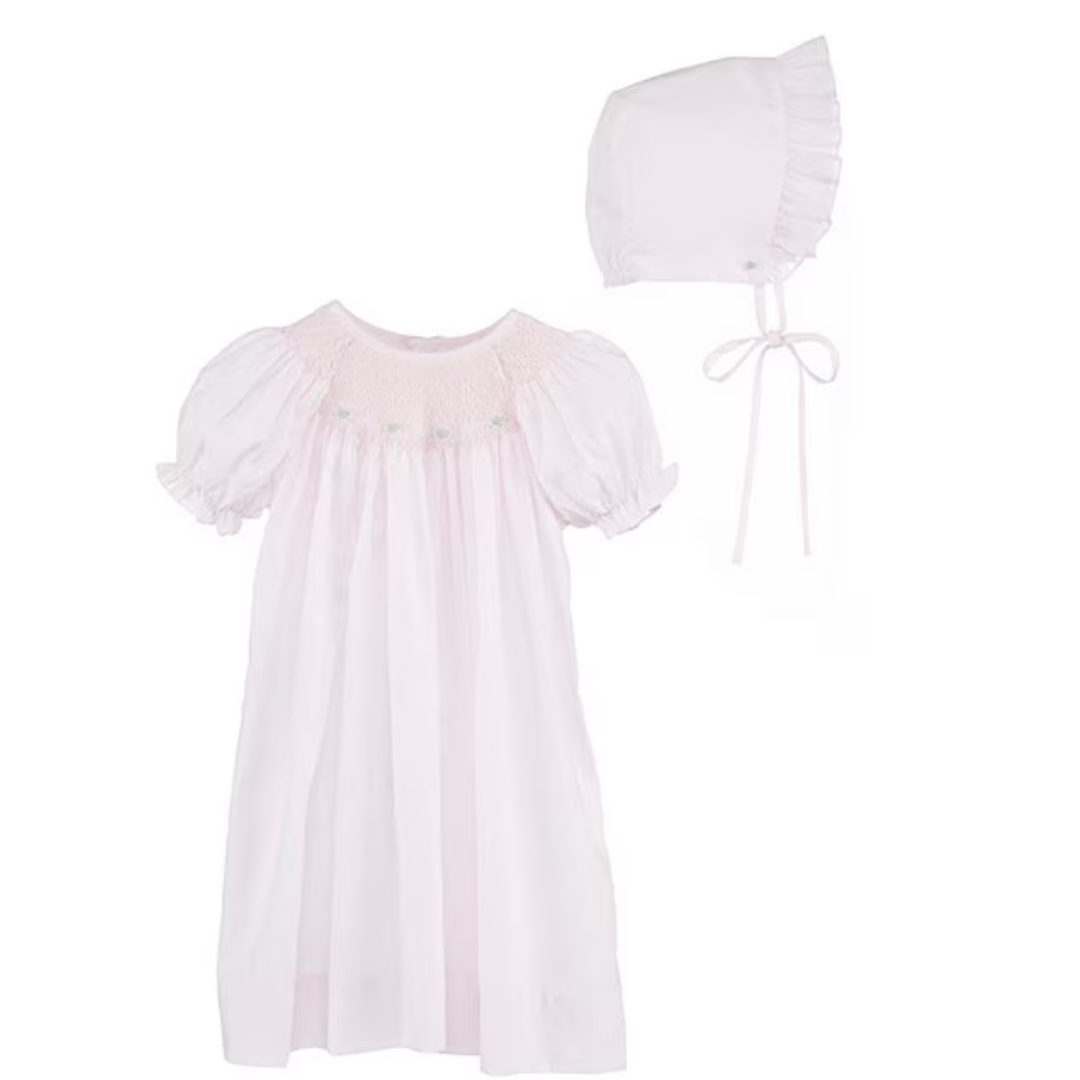 Petit Ami Smocked Daygown with Raglan Embroidery