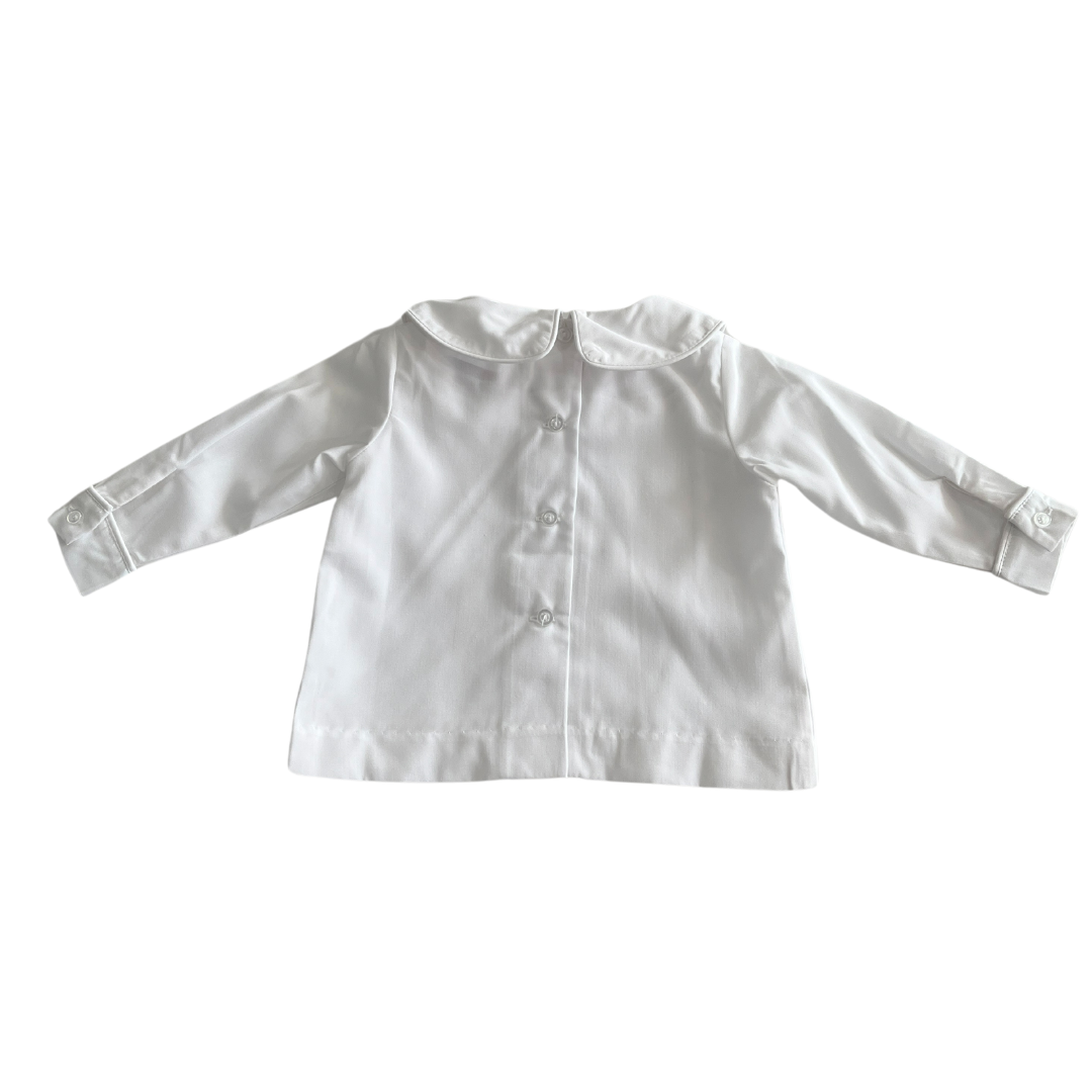 Boys White L/S Piped Shirt