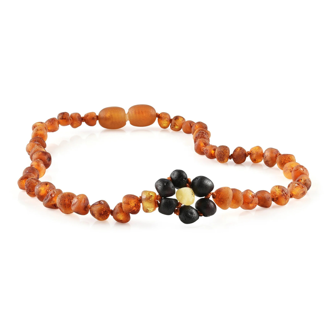 Raw Cognac Flower Baltic Amber Necklace
