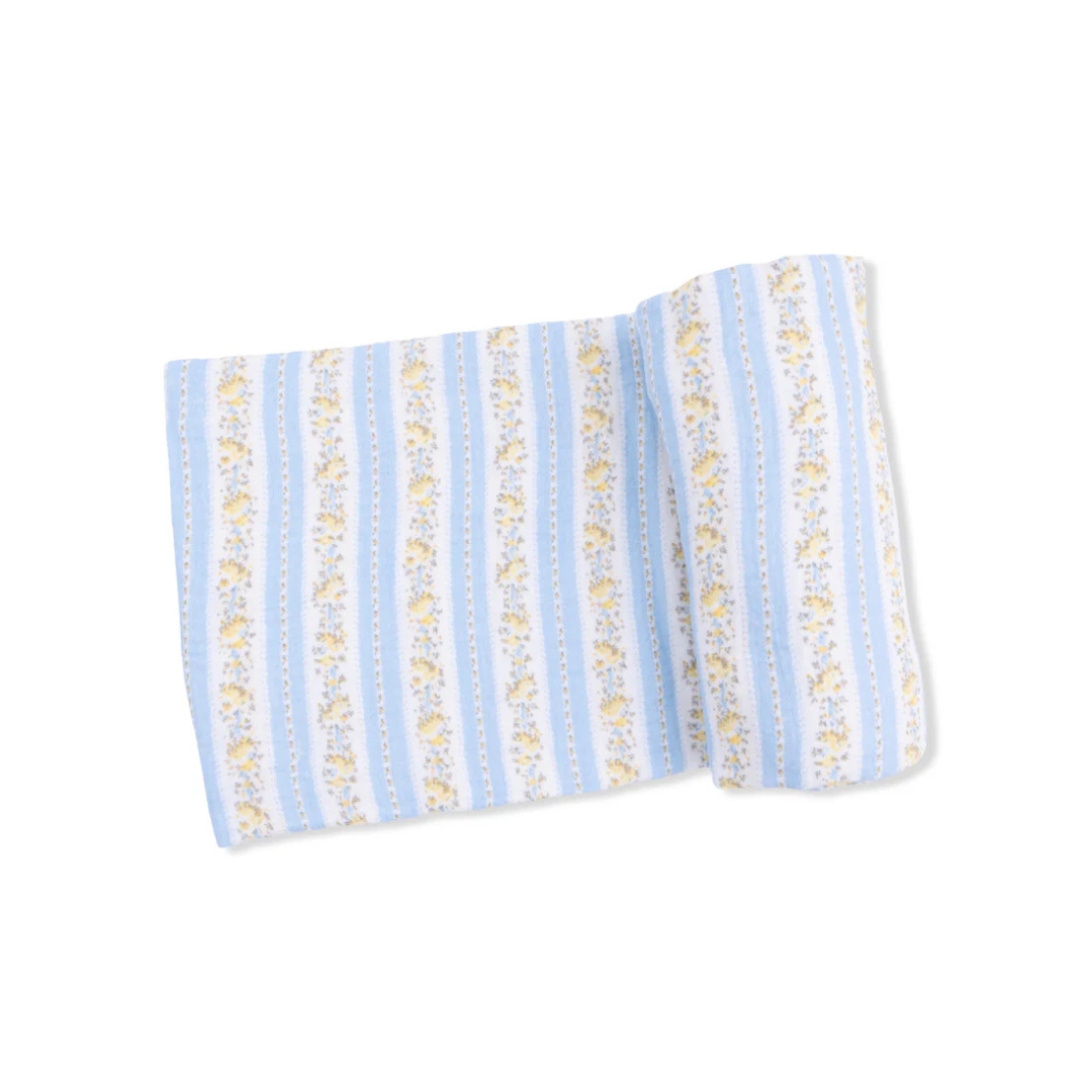 Odalys Floral Stripe Muslin Swaddle Blanket