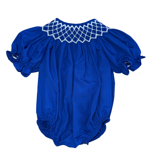 Catherine Royal Blue Smocked Bubble