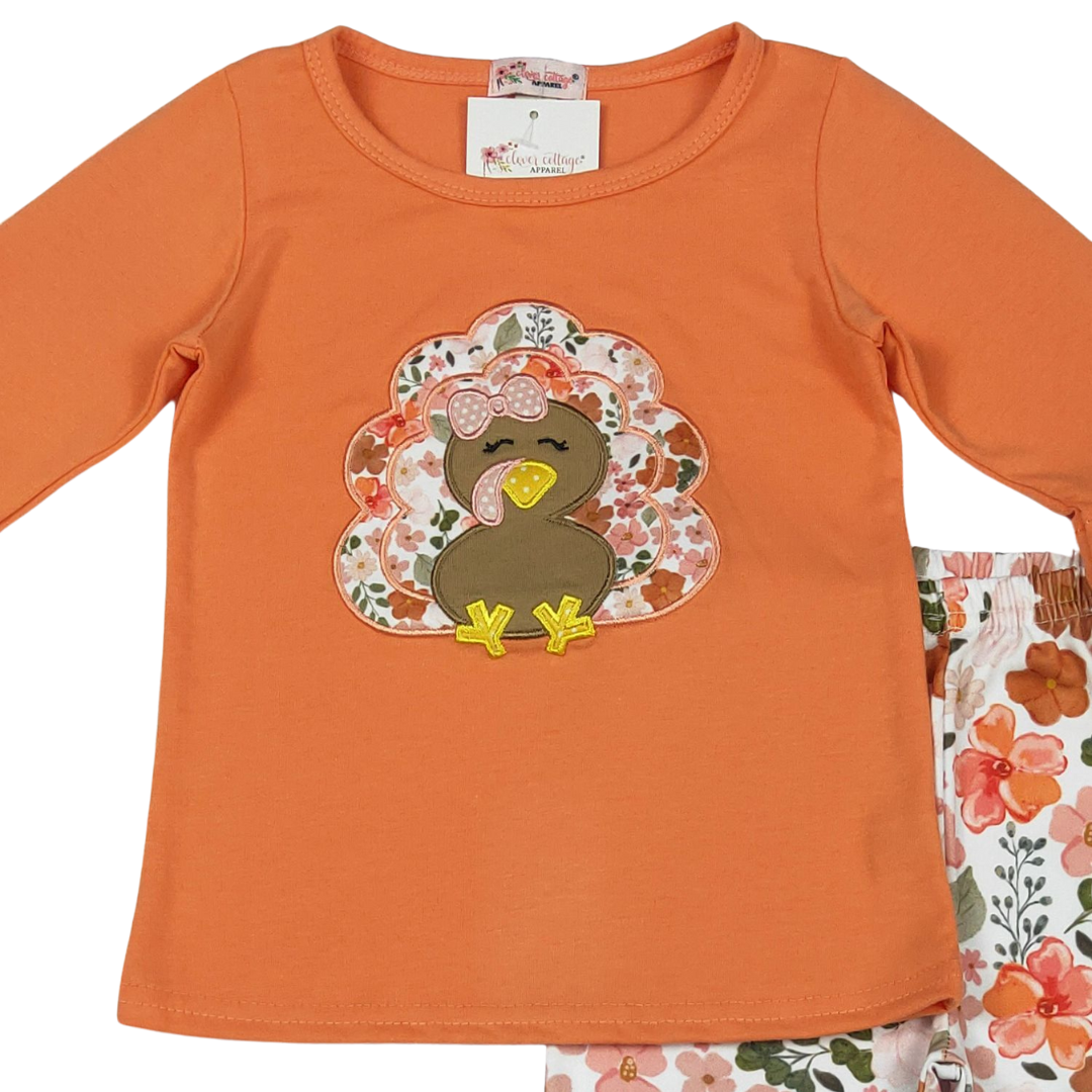 Autumn Turkey Blooms Girls Set