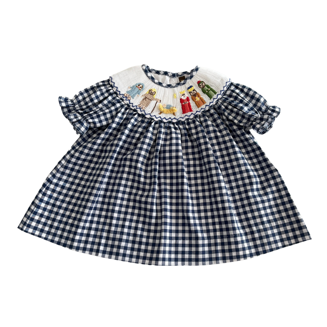 Nativity Smocked Bishop Dress