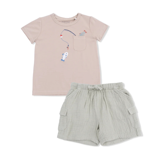 Gone Fishing Crew Neck Tee with Cargo Shorts