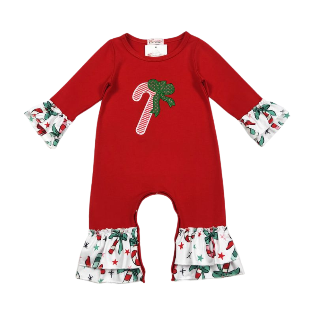Candy Christmas Ruffle Romper