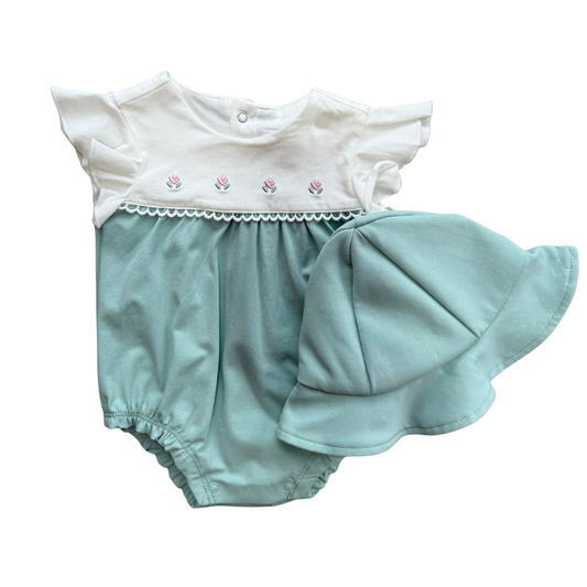Sage Blossom Romper Set