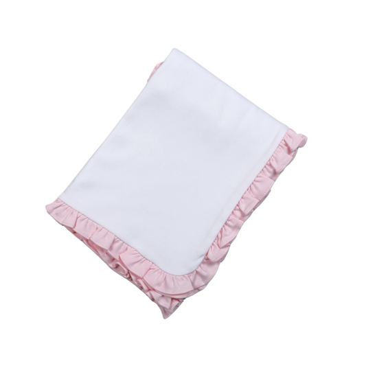 Lily White & Pink Receiving Blanket