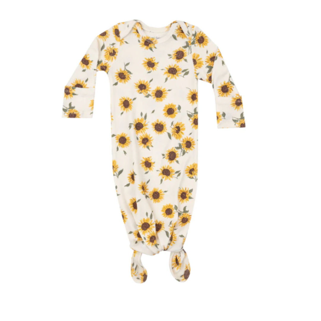 Baby Sunflowers Rib Knotted Gown