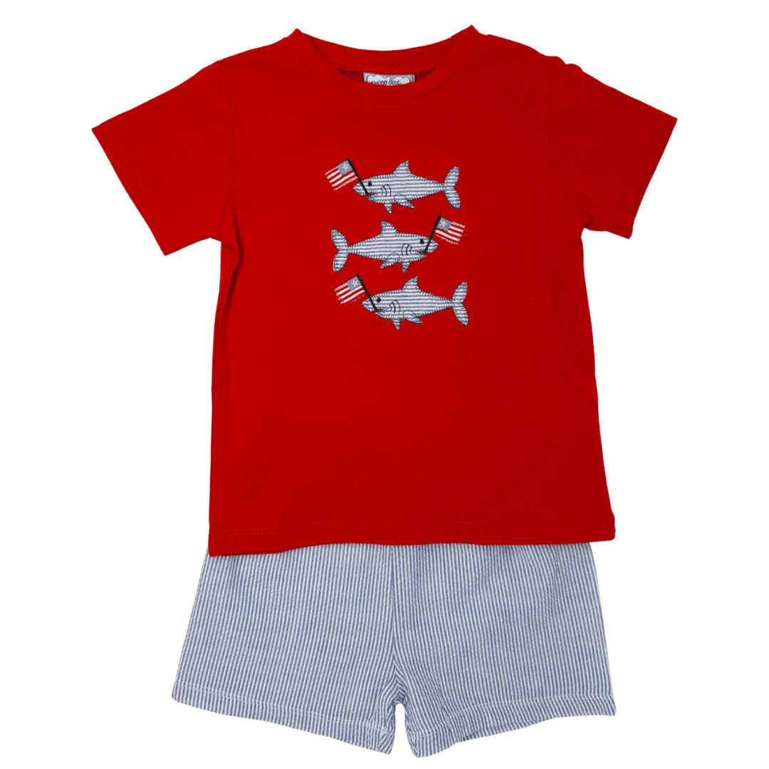 Patriotic Sharks Short Set