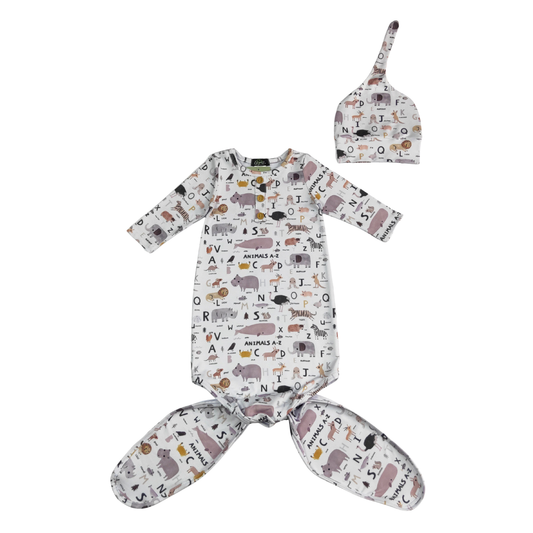 Animal Alphabet Baby Knotted Gown
