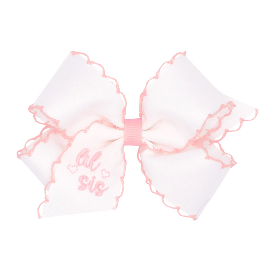 Moonstitch Cursive Sis with Hearts Embroidery Wee Ones Bows