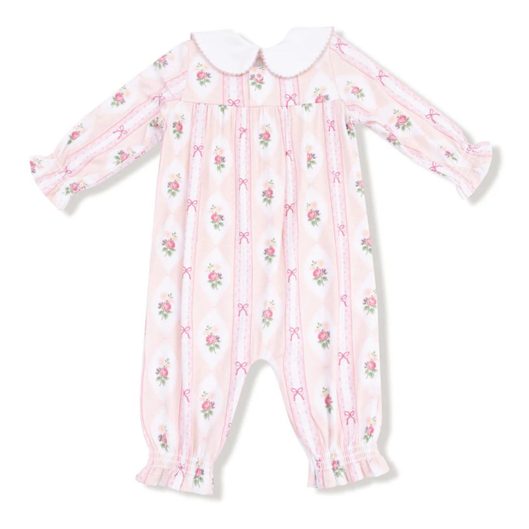 Ogee Lace Floral L/S Smocked Romper