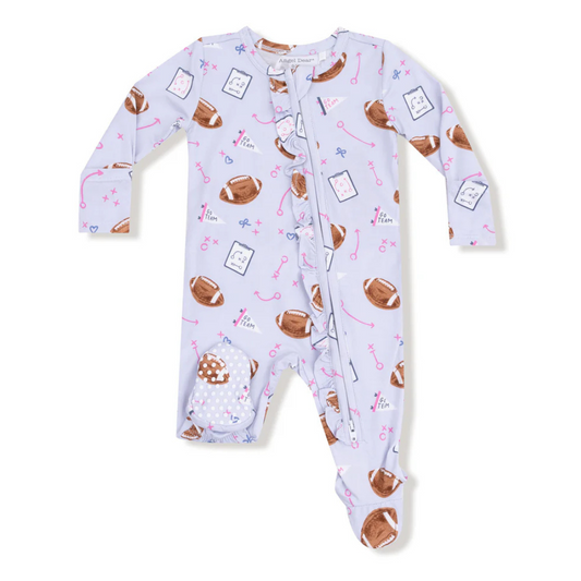 Lavender Touchdown Time Ruffle Footie