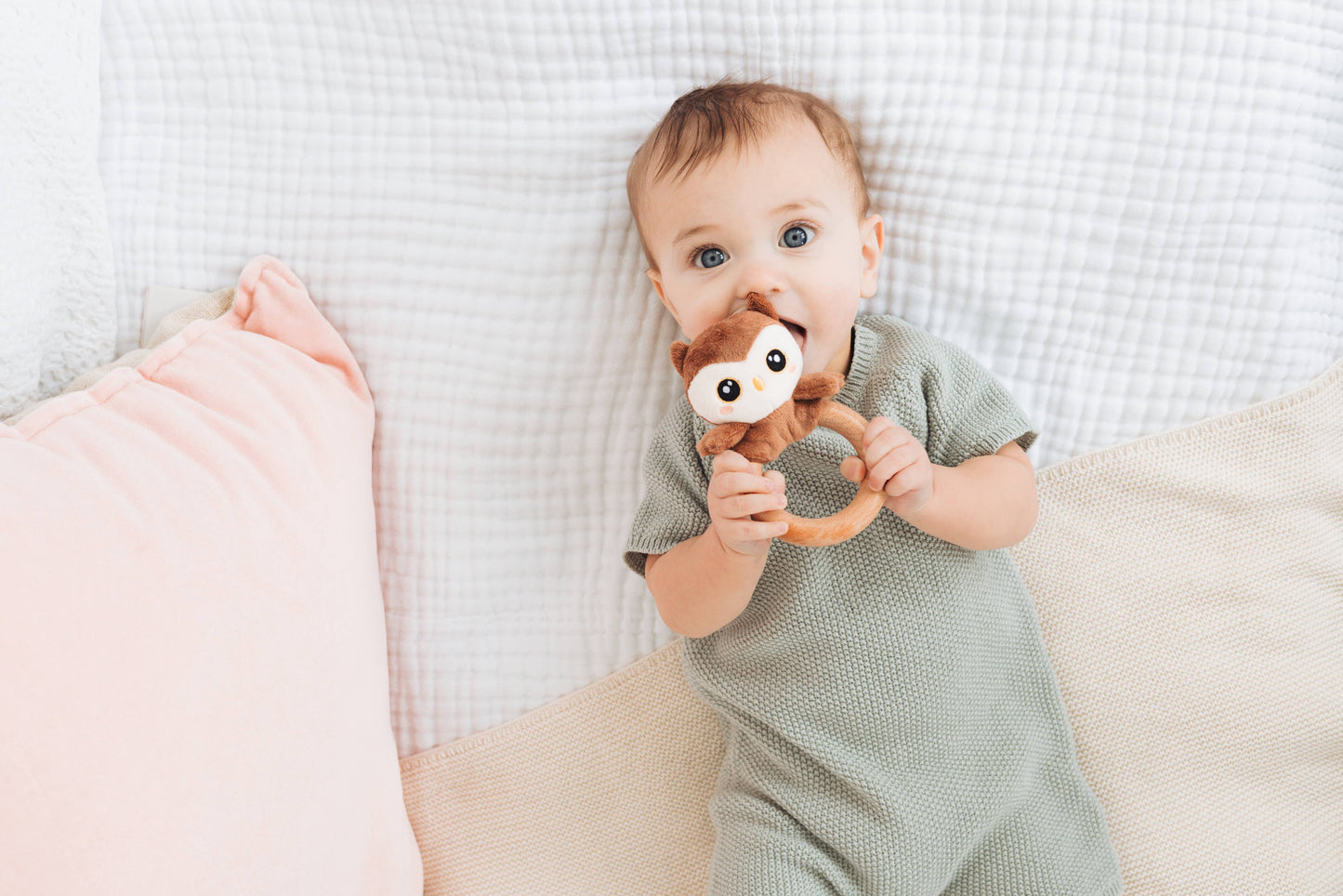 Owl Plush Rattle & Wooden Teether
