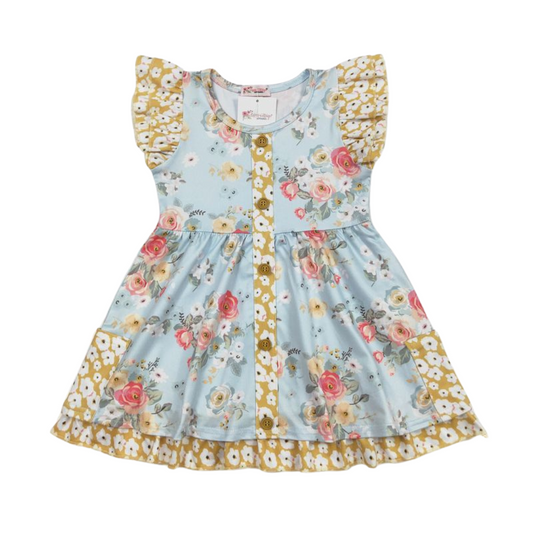 Aqua Antique Floral Dress